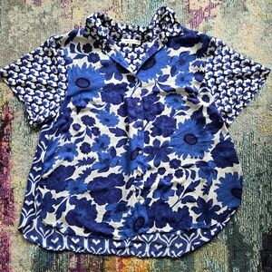 Rose & Olive Blue and White Floral Button-Up Shirt
